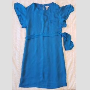 H&M blue bell-sleeve sheath dress lined like new